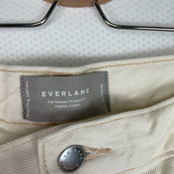 Everlane The Rigid Slouch Straight Leg Organic Cotton Jean Ecru Plus Size 33 - Picture 7 of 11